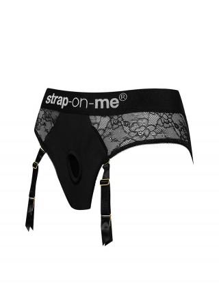 Мереживні труси для страпону з підв'язками для панчох Strap-On-Me DIVA HARNESS - L