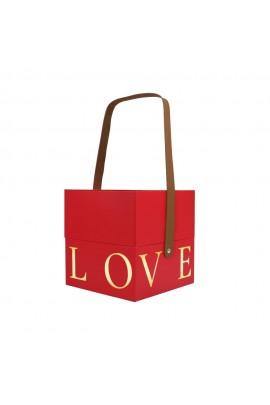 Gift box with love handle red, s - 16,5x16,5x17 cm