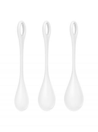 Set of Satisfyer Yoni Power 1 White 1 Yoni beads, 2-2.5-3cm diameter, weight 22-46-74gr