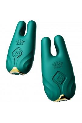 Смарт-вібратор для грудей Zalo - Nave Turquoise Green, пульт ДК, робота через додаток