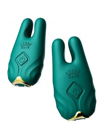 Смарт-вібратор для грудей Zalo - Nave Turquoise Green, пульт ДК, робота через додаток