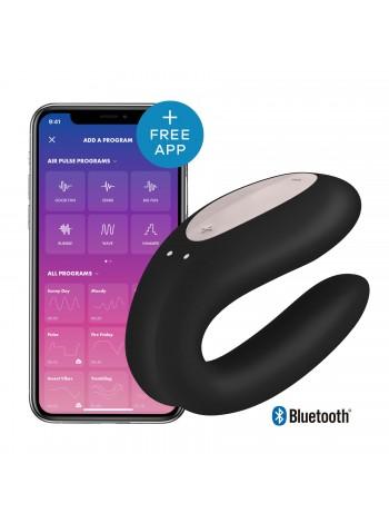 Smart Vibrator Clip for Par Satisfyer Double Joy Black with a wide clitoral stimulator