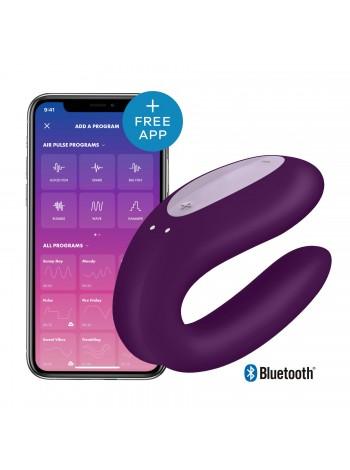 Smart Vibrator Clip Satisfyer Double Joy Violet with a wide clitoral stimulator