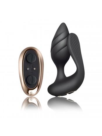 Anal Vaginal Vibrator for Couples Rocks Off Cocktail Black Remote Control