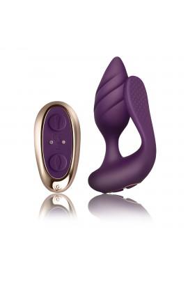 Anal Vaginal Vibrator for Couples Rocks Off Cocktail Purple Remote Control