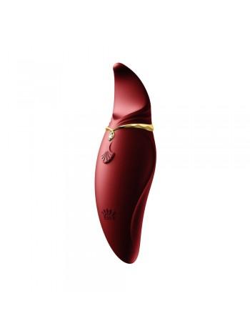 Вибратор 2в1 с язычком Zalo — Hero Wine Red, кристалл Swarovski