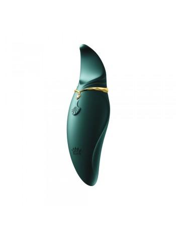 Вибратор 2в1 с язычком Zalo — Hero Jewel Green, кристалл Swarovski