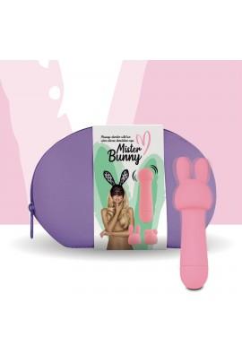 FeelzToys Mister Bunny Pink mini vibrator with two attachments