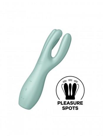 Satisfyer Threesome 3 Mint with three fingers