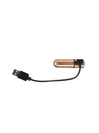 Віброкуля PowerBullet First-Class Bullet 2.5″ з Key Chain Pouch, Rose Gold, 9 режимів вібрації