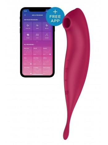 Smart Vibrator for clitoris with vacuum stimulation Satisfyer Twirling Pro+ Dark Red