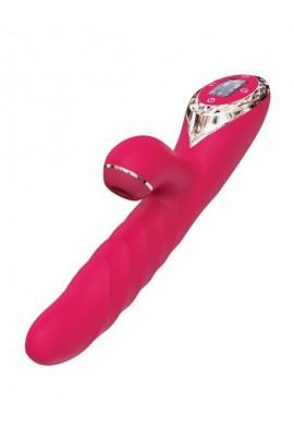 Kistoy A-King Max Red Vacuum Stimulation Rabbit Vibrator with Rotating Barrel