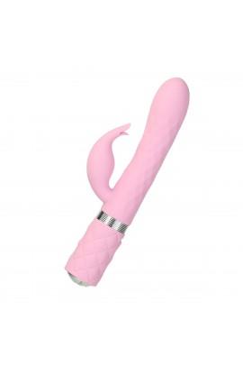 Роскошный кролик с ротацией и вибрацией Pillow Talk Lively, Pink, кристалл Сваровски, тройной отрост
