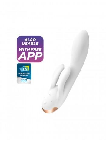 Смарт вибратор-кролик с двойным отростком Satisfyer Double Flex White
