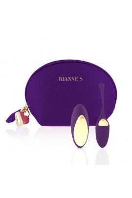 Віброяйце Rianne S: Pulsy Playball Deep Purple з вібруючим пультом + косметичка-чохол