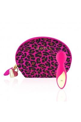 Мини-вибромассажер RIANNE S - Lovely Leopard Mini Wand Pink + косметичка