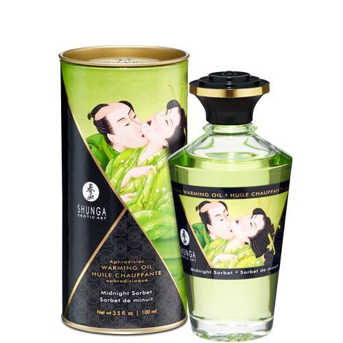 Разогревающее масло Shunga Aphrodisiac Warming Oil – Midnight Sorbet (100 мл) без сахара, вкусное