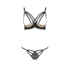 Комплект білизни Passion Exclusive VALERY SET OpenBra XXL/XXXL black, стрепи, трусики, відкритий ліф