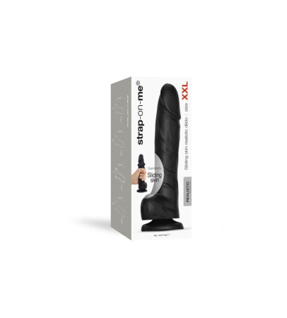 Реалистичный фаллоимитатор Strap-On-Me Sliding Skin Realistic Dildo Black XXL, эффект подвижной кожи || Реалістичний фалоімітатор Strap-On-Me Sliding Skin Realistic Dildo Black XXL, ефект рухливої шкіри || 