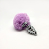 Металлическая анальная пробка Кроличий хвостик Alive Fluffy Twist Plug M Purple, диаметр 3,4 см || Металева анальна пробка Кролячий хвостик Alive Fluffy Twist Plug M Purple, діаметр 3,4 см || 