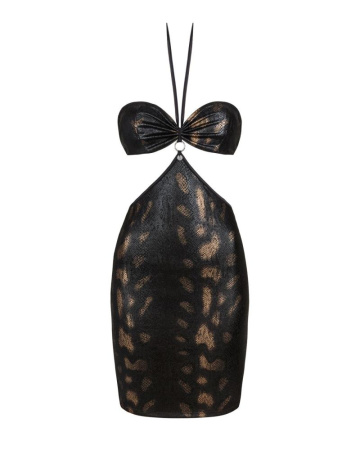 Платье под змеиную кожу Obsessive Vivianty dress XS/S, черное || Сукня під зміїну шкіру Obsessive Vivianty dress XS/S, чорна || Dress under snake skin Obsessive Vivianty Dress Xs/S, black