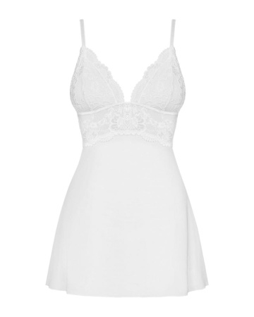 Сатиновый пеньюар с кружевом Obsessive 810-BAB-2 babydoll & thong S/M, белый, пеньюар, танга || Сатиновий пеньюар із мереживом Obsessive 810-BAB-2 babydoll & thong S/M, білий, пеньюар, танга || Satinovyy peignoir with lace Obsessive 810-BAB-2 babydoll & thong S/M, white, peignoir, ivannes