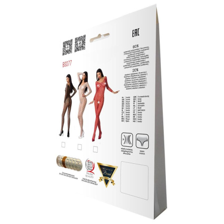 Бодистокинг с крупной сеткой Passion BS077 white || Бодістокінг з крупною сіткою Passion BS077 white || Bodystock with large mesh Passion BS077 white