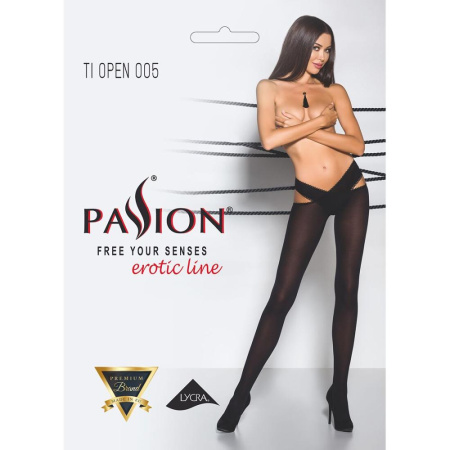 Эротические колготки Passion TIOPEN 005 3/4 (60 den), nero, с вырезом, оригинальный пояс || Еротичні колготки Passion TIOPEN 005 3/4 (60 den), nero, з вирізом, оригінальний пояс || Erotic tights TIOPEN 005 nero 3/4 (60 den) - Passion, with cut, original belt