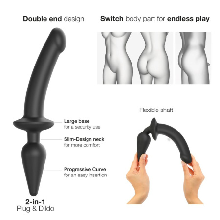 Анальная пробка с дилдо 2в1 Strap-On-Me SWITCH PLUG-IN DILDO Black XXL, диаметр 5,2/3,9 см || Анальна пробка з дилдо 2в1 Strap-On-Me SWITCH PLUG-IN DILDO Black XXL, діаметр 5,2/3,9 см || 
