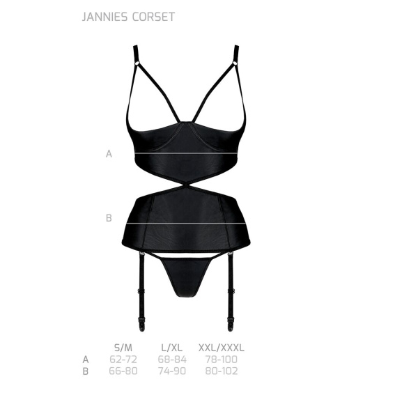 Черный корсет с открытой грудью Passion JANNIES (стринги в комплекте)