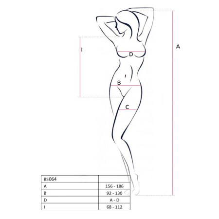 Бодистокинг Passion BS064 One Size, White, боди, закрытое плечо, открытый доступ || Бодістокінг Passion BS064 One Size, White, боді, закрите плече, відкритий доступ || Bodystock Passion BS064 white, bodysuit, closed shoulder