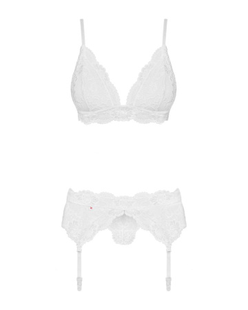 Кружевной комплект белья Obsessive 810-SEG-1 L/XL White, бюстгальтер, стринги, пояс для чулок || Мереживний комплект білизни Obsessive 810-SEG-1 L/XL White, бюстгальтер, стрінги, пояс для панчіх || Lace lingerie set with ObsESIVE 810-Seg-1L/XL belt, white, bra, string, string, belt for