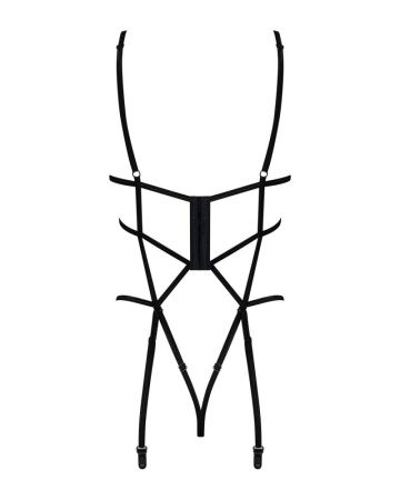 Боди из стреп с доступом Obsessive Badossa crotchless teddy L/XL, черный || Боді зі стреп із доступом Obsessive Badossa crotchless teddy L/XL, чорний || Bodysuit from body-mesh with access Obsessive Badossa crotchless teddy L/XL, black