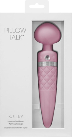 Вибромассажер 2в1 PILLOW TALK - Sultry Pink, классический массажер и вибратор с ротацией, подогрев || Вібромасажер 2в1 PILLOW TALK - Sultry Pink, класичний масажер і вібратор з ротацією, підігрів || Massager PILLOW TALK - Sultry Pink +Swarovski