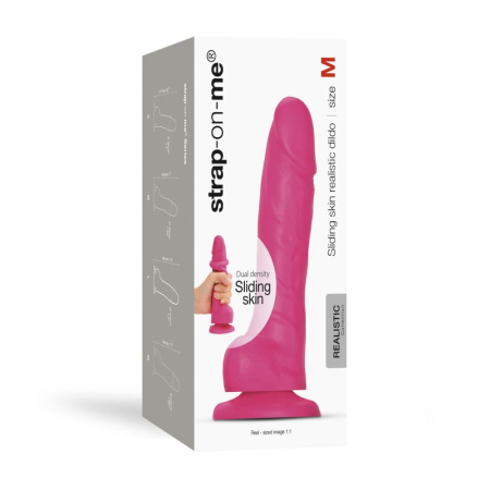 Реалистичный фаллоимитатор Strap-On-Me Sliding Skin Realistic Dildo Fuchsia M, эффект подвижной кожи || Реалістичний фалоімітатор Strap-On-Me Sliding Skin Realistic Dildo Fuchsia M, ефект рухливої шкіри || 