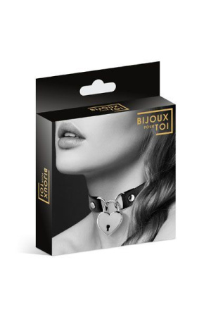 Чокер с замочком-сердечком Bijoux Pour Toi - HEART LOCK Black, экокожа || Чокер з замочком-сердечком Bijoux Pour Toi - HEART LOCK Black, екошкіра || Choker with heart-shaped lock Bijoux Pour Toi - HEART LOCK Black, eco-leather