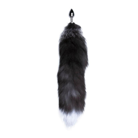 Металлическая анальная пробка Лисий хвост Alive Black And White Fox Tail S, диаметр 2,9 см || Металева анальна пробка Лисячий хвіст Alive Black And White Fox Tail S, діаметр 2,9 см || 