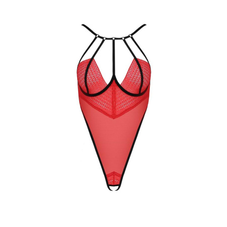 Боди с высоким вырезом бедра Passion Exclusive AKITA BODY S/M, red || Боді з високим вирізом стегна Passion Exclusive AKITA BODY S/M, red || Bodysuit with high cut hips AKITA BODY red S/M - Passion Exclusive
