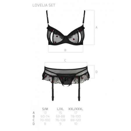 Сексуальный комплект с поясом для чулок Passion LOVELIA SET XXL/XXXL, black || Сексуальний комплект з поясом для панчіх Passion LOVELIA SET XXL/XXXL, black || LOVELIA SET black XXL/XXXL - Passion