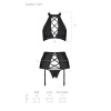 Комплект из эко-кожи с имитацией шнуровки Passion NANCY SET S/M black, топ, трусики, пояс для чулок || Комплект з еко-шкіри з імітацією шнурівки Passion NANCY SET S/M black топ, трусики, пояс для панчіх || Set from eco-leather with imitation lacing Nancy Set black S/M - Passion top, panties and belt for chulo