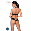 Комплект открытый топ и трусики из эко-кожи с люверсами Passion MALWIA SET Open Bra XXL/XXXL black || Комплект відкритий топ та трусики з екошкіри з люверсами Passion MALWIA SET OpenBra XXL/XXXL, black || Set: open top and panties from eco-leather with eco Malwia Set with Open Bra black XXL/XXXL
