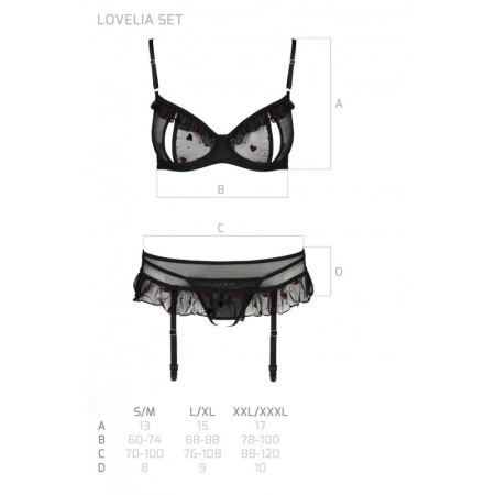 Сексуальный комплект с поясом для чулок Passion LOVELIA SET S/M, black || Сексуальний комплект з поясом для панчіх Passion LOVELIA SET S/M, black || LOVELIA SET black S/M - Passion