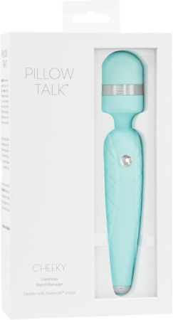Роскошный вибромассажер PILLOW TALK - Cheeky Teal с кристаллом Swarovski, плавное повышение мощности || Розкішний вібромасажер PILLOW TALK - Cheeky Teal з кристалом Swarovski, плавне підвищення потужності || Massager PILLOW TALK - Cheeky Teal with crystal Swarovski