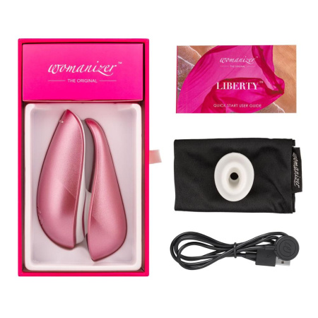 Вакуумный клиторальный стимулятор Womanizer Liberty Pink, магнитная крышка, 2 насадки || Вакуумний кліторальний стимулятор Womanizer Liberty Pink, магнітна кришка, 2 насадки || Vacuum stimulator clitoris Womanizer Liberty Pink Rose