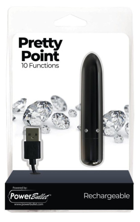 Вибропуля PowerBullet - Pretty Point Rechargeable Bullet Black || Віброкуля PowerBullet - Pretty Point Rechargeable Bullet Black || Vibrating Bullet PowerBullet - Pretty Point Rechargeable Black