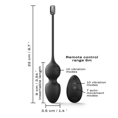 Вагинальные шарики Dorcel LOVE BALLS BLACK, вибрации и движения внутреннего шарика, пульт ДУ || Вагінальні кульки Dorcel LOVE BALLS BLACK, вібрації та рухи внутрішньої кульки, пульт ДК || Simulator balls Dorcel LOVE BALLS BLACK, vibration and movement inner ball, remote REMOTE