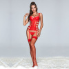 Корсет JSY "Вирджини" с мокрым эффектом One Size Red: ажурный декор, пажи, трусики, чулки || Корсет JSY "Вірджині" з мокрим ефектом One Size Red: ажурний декор, пажі, трусики, панчохи || Corset JSY Virdzhini with wet effect One Size red: openwork decor, pliers, panties, stockings