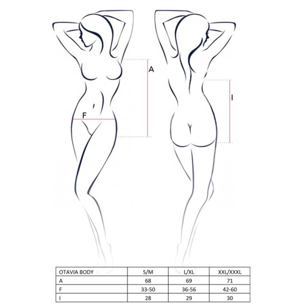 Боди монокини с глубоким декольте Passion OTAVIA BODY S/M, black