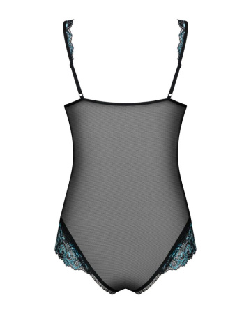 Сітчасте боді на кісточках Obsessive Amanta teddy L/XL, чорне, з доступом
