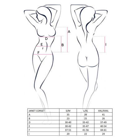 Корсет с пажами Passion JANET CORSET S/M, white, трусики, полупрозрачный || Корсет з пажами Passion JANET CORSET S/M, white, трусики, напівпрозорий || Corset with groups JANET CORSET white S/M - Passion, panties, semi-transparent
